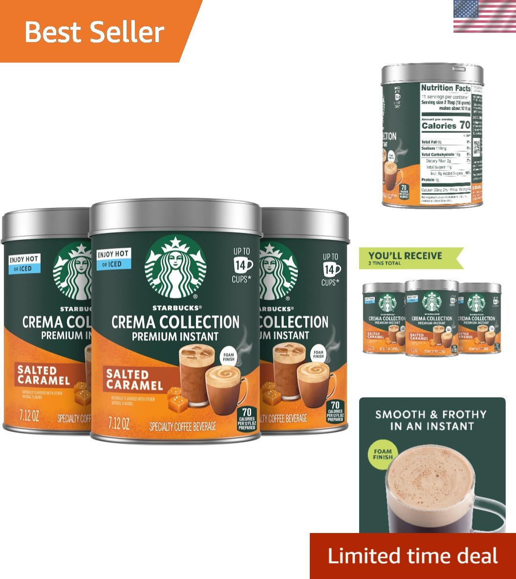 3-Pack Crema  Instant Salted Caramel Coffee - Effortless Flavor, 21.36 Oz