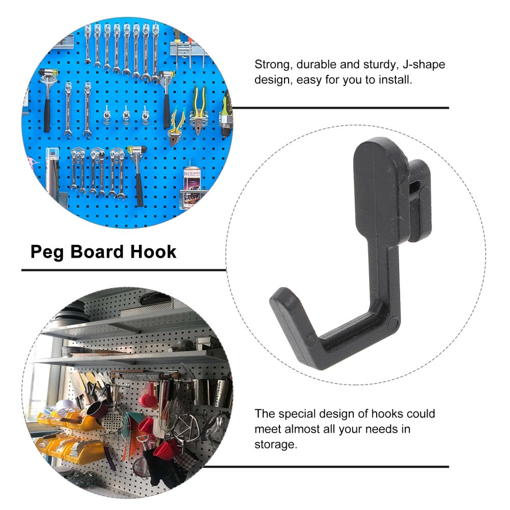 20Pcs Reusable Plastic J Shape Pegboard Hooks Display Hooks for Workshop