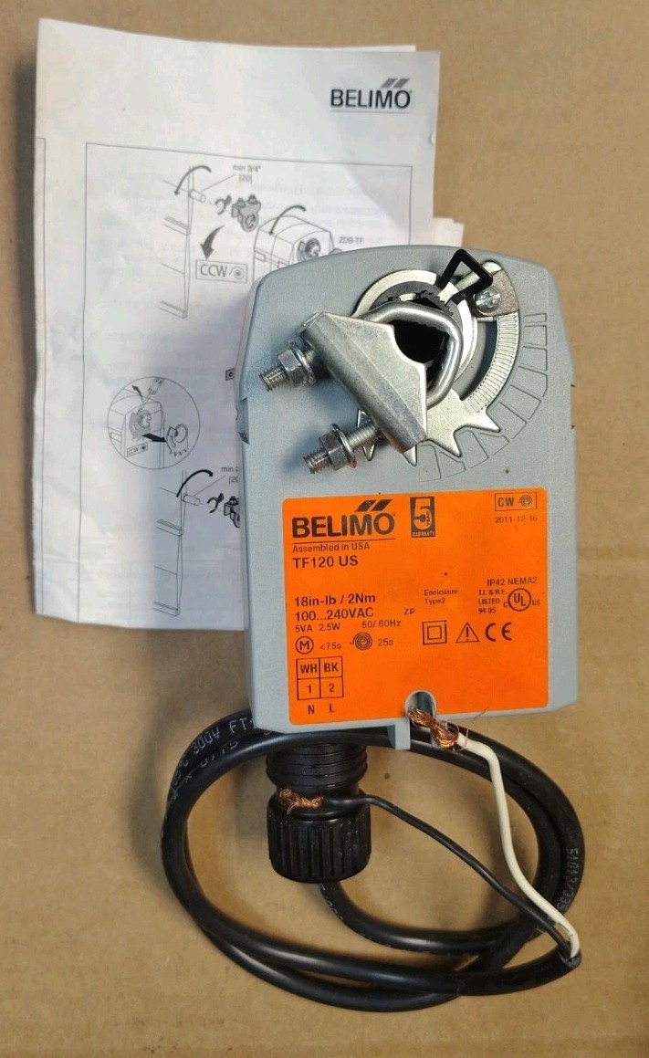 Belimo TF120 US Spring Return Damper Actuator 100-240V 18 in-lb 2Nm