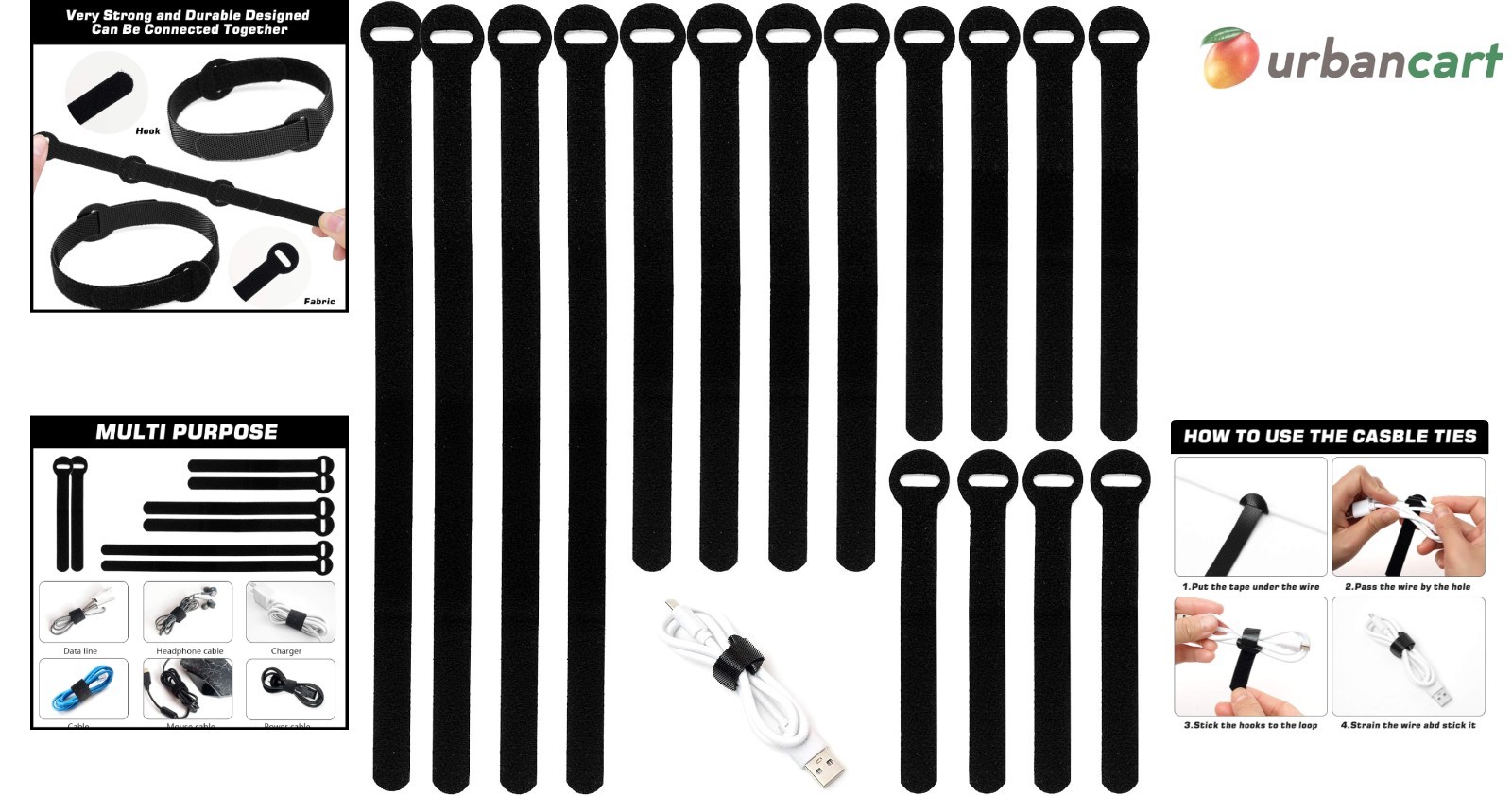 150PCS Multi-Size Reusable Cable Ties for Efficient Cable Management