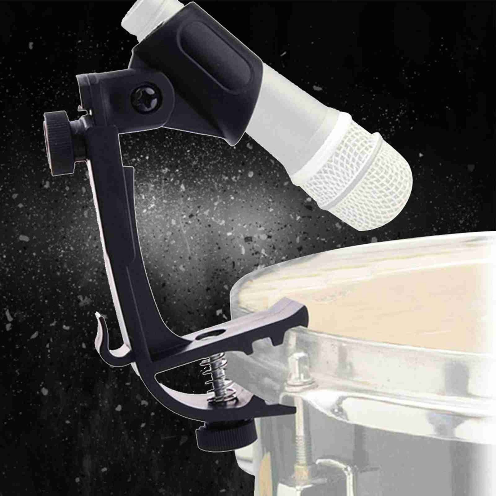2 Pcs Adjustable Drum Mount Microphone Clip For Hands-Free Recording Or