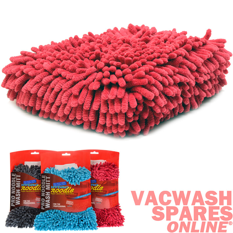 PRO NOODLE CAR WASH MITT - DOUBLE SIDED - ULTRA ABSORBENT - THICK PILE - RED