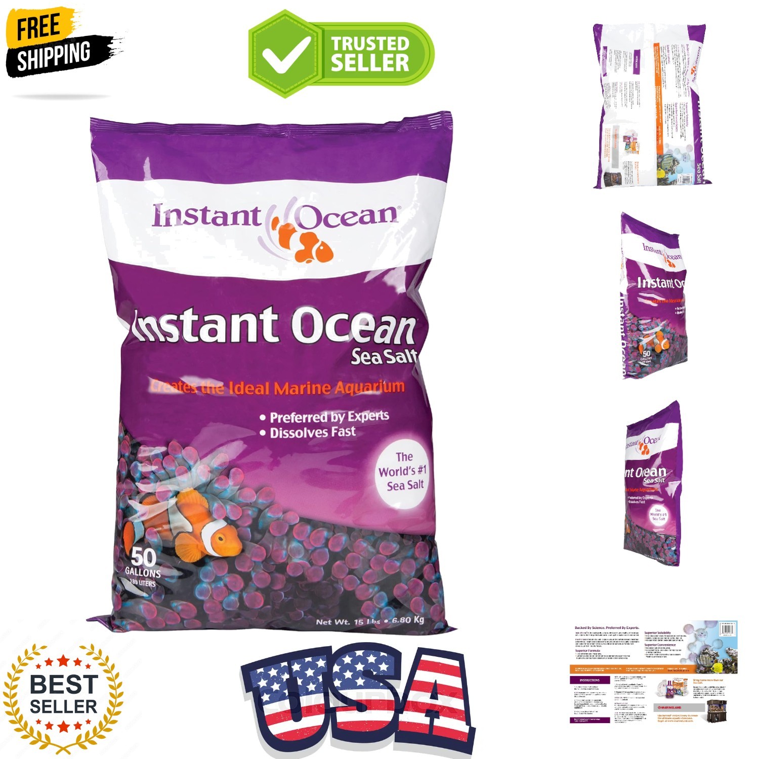 Sea Salt 50 Gallons, For Marine Aquariums, Fast Dissolving