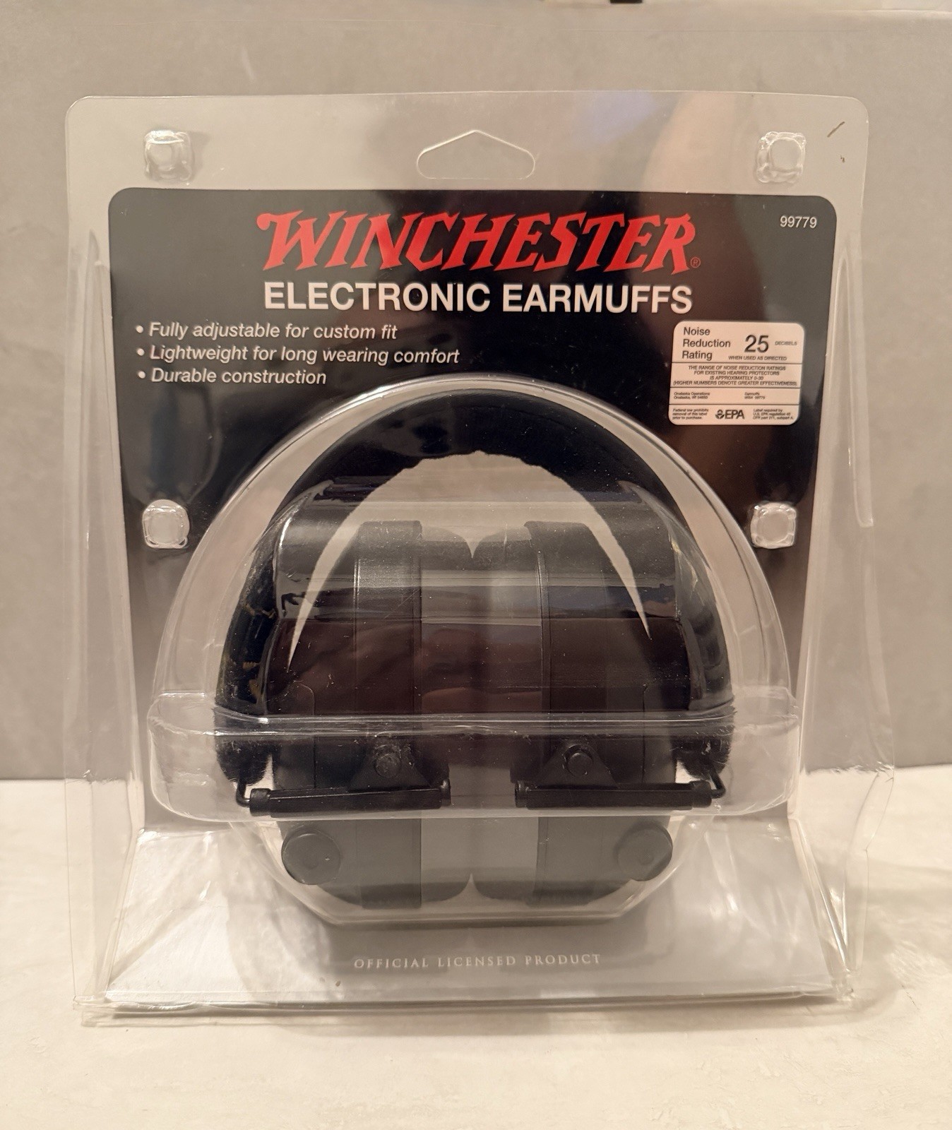 Winchester Electronic Earmuffs Rated 25 Black 99779 New in Package