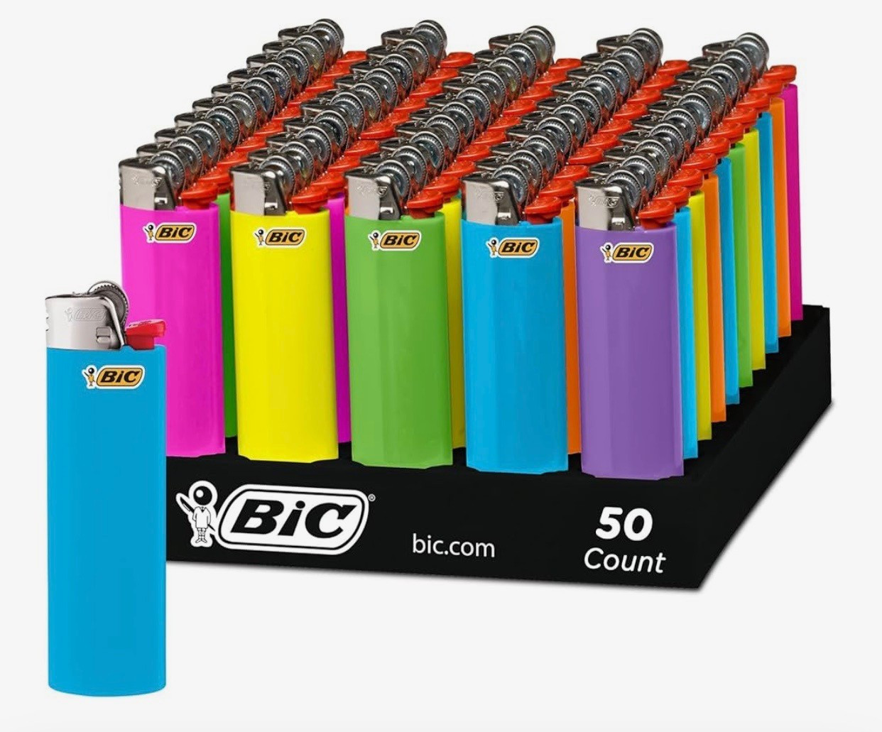 10 Pack Bic Classic Cigarette Lighters Disposable Full Size, Assorted Colors