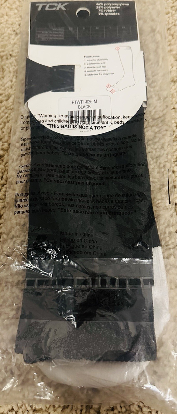 TCK Baseball Socks (Black, Men’s Size Medium)