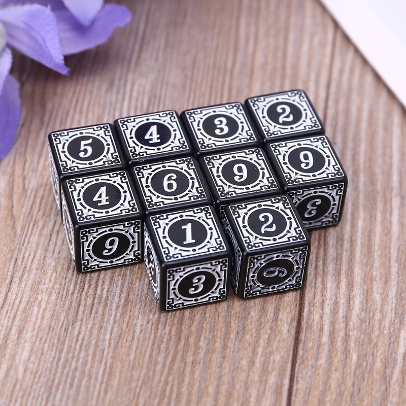 10 Pcs Acrylic 6 Sided Square Edged Dices for Table Game, Classroom Teaching