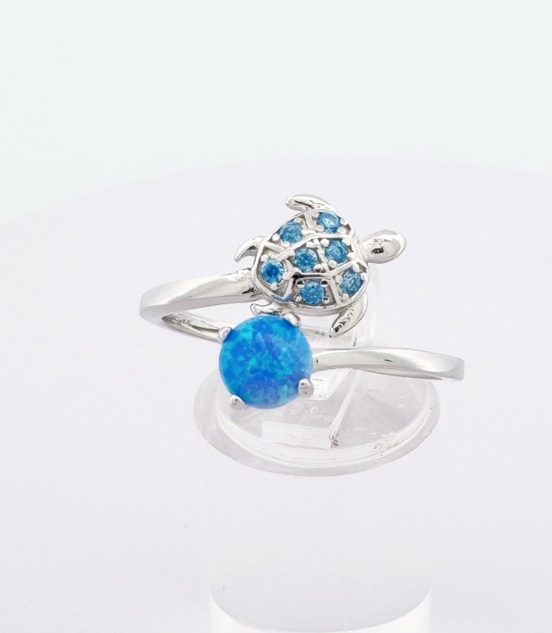Opal Sea Turtle Ring Adjustable One Size Sealife Genuine 925 Sterling Silver 💖