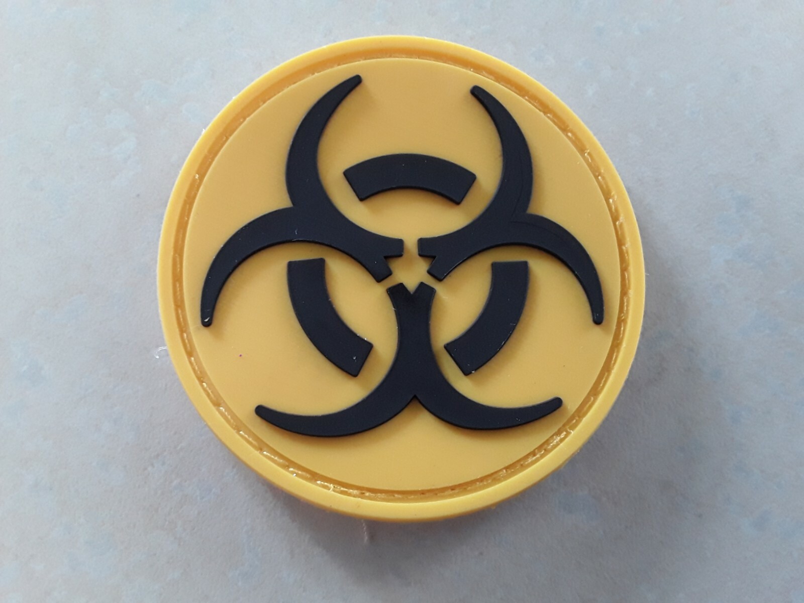 1 pc Bio hazards design rubberized patch Dia 2-1/2" HOOK back.