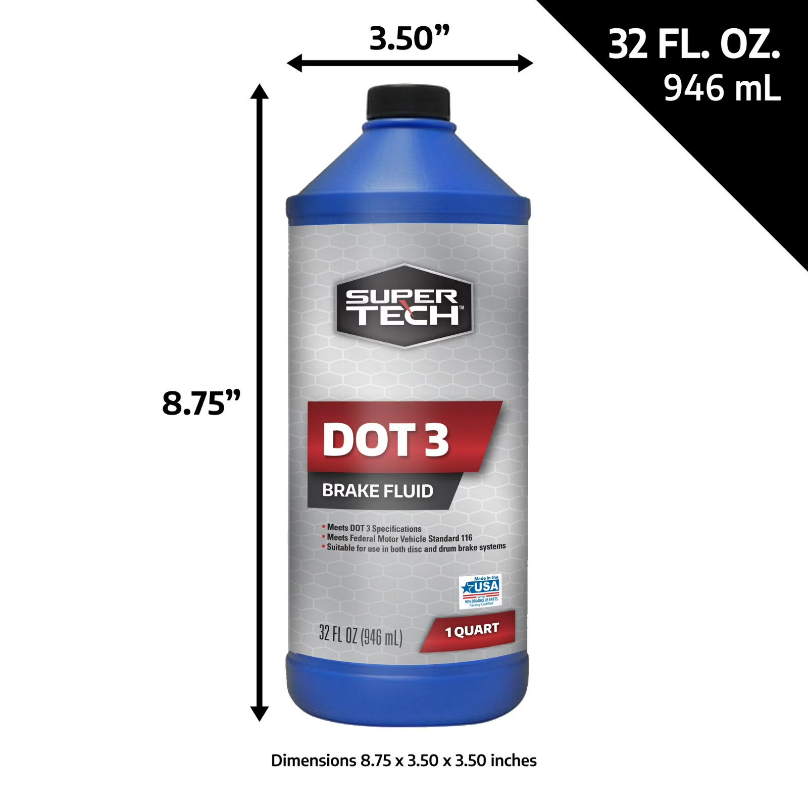 Super Tech DOT 3 Brake Fluid, 32 oz