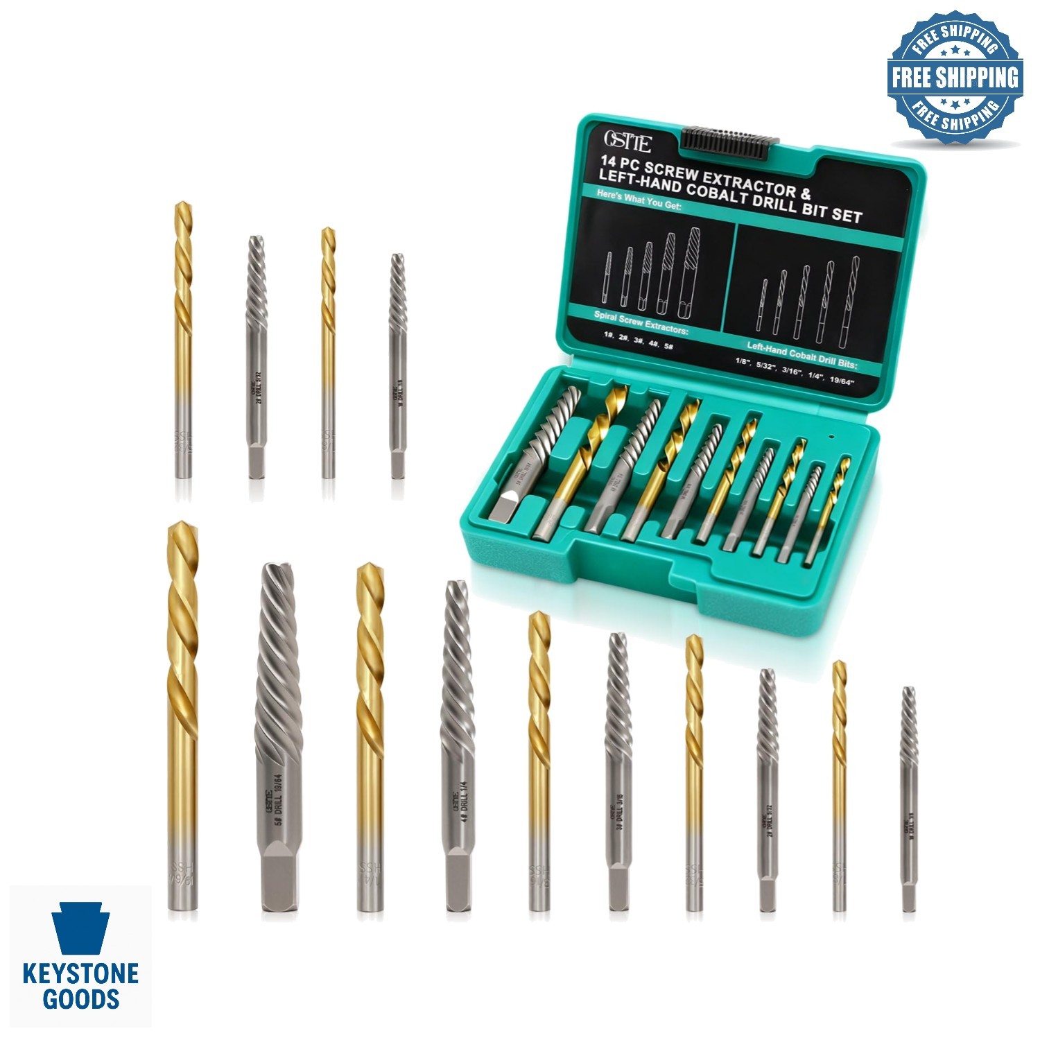 14-Piece Screw/Bolt Extractor Kit - Heavy Duty HSS & Cr-Mo Steel for Stripped...