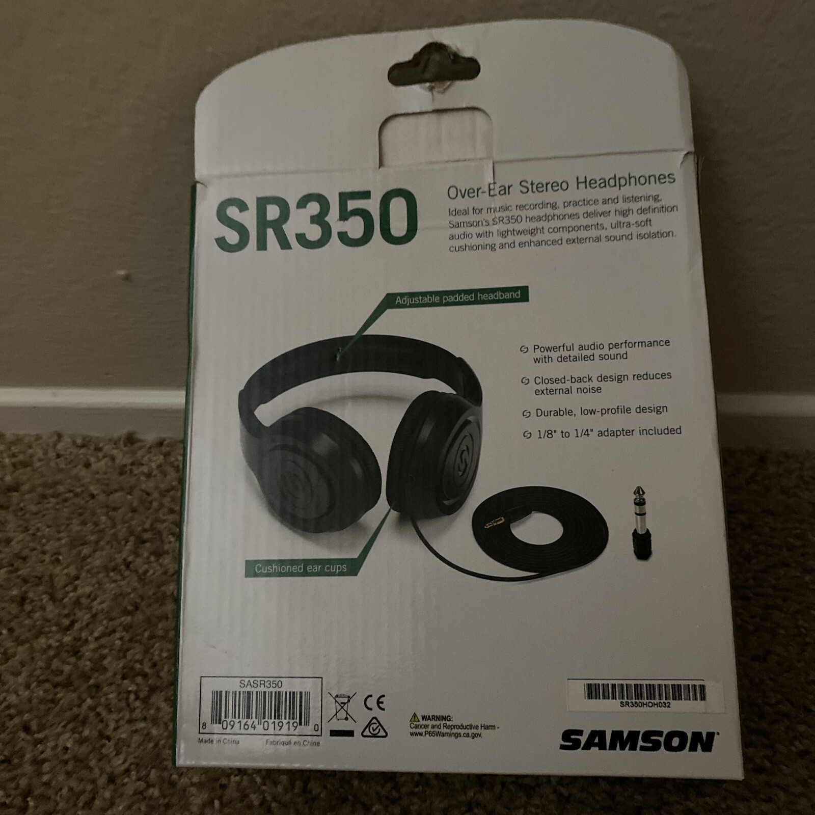 Samson SR350 Over-Ear Stereo Headphones (Black)