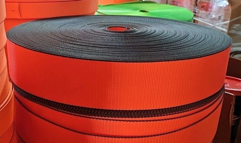 285' Roll of 3.75" Safety Orange w/ Black Edging Toe Down Webbing - 6 Avail NEW!