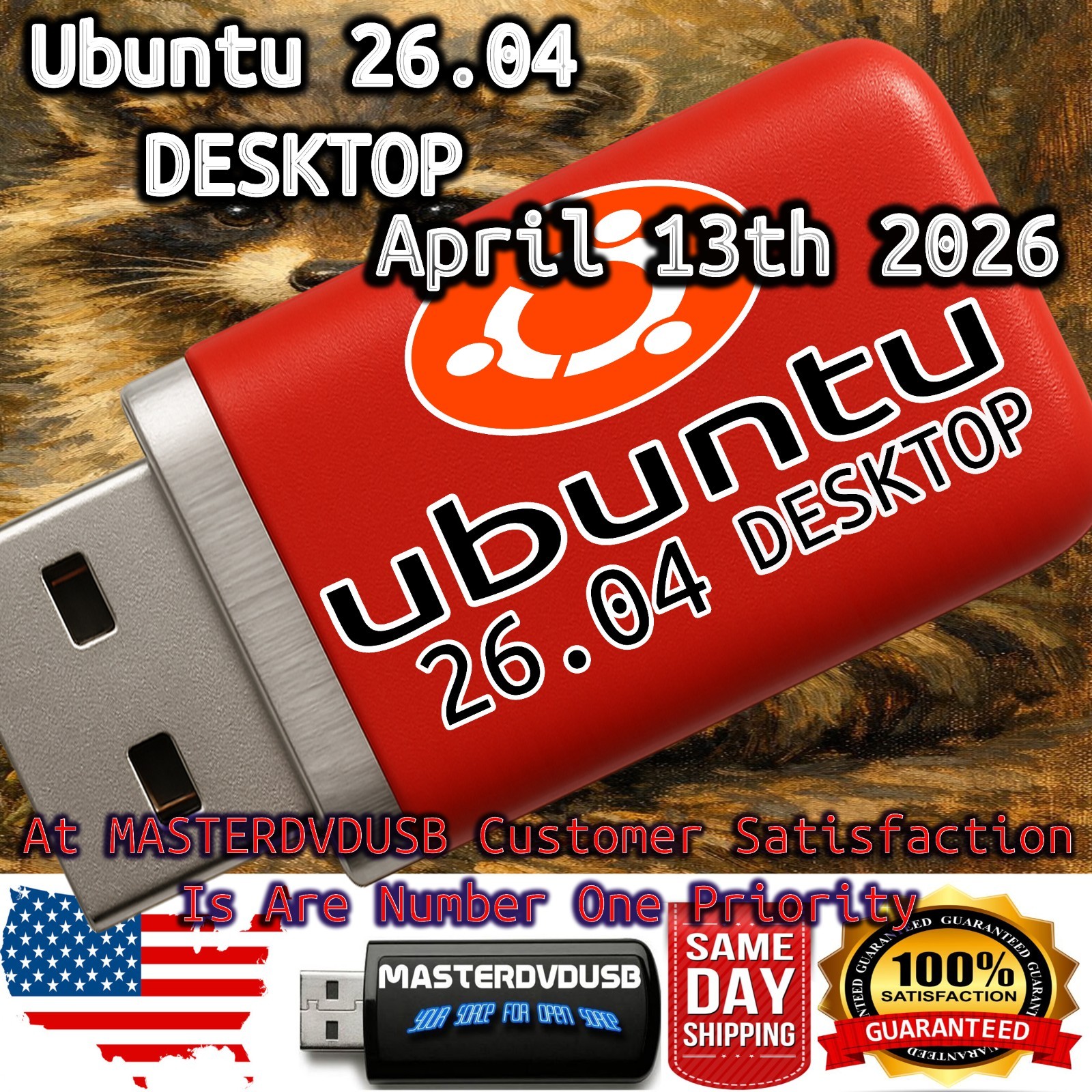 Ubuntu Desktop 26.04 LTS “Resolute Raccoon” – 64‑bit USB SHA256 Verifyed 16GB