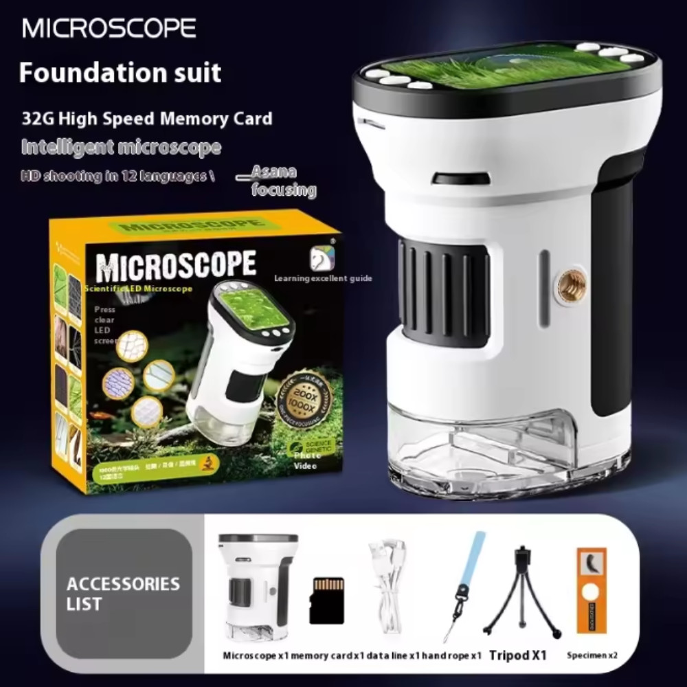 Kids Digital Microscope 1000X LED Science Kit Photo Video Educational Toy