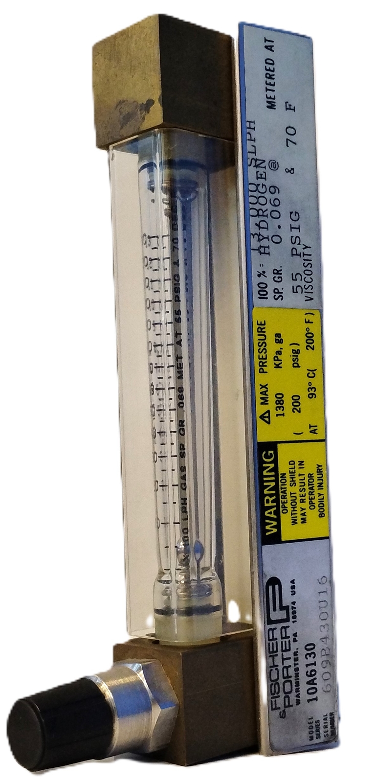 Fischer & Porter 10A6130 1/4" NPT 1380 KPA 200 PSIG 93 C 200 F Flow Meter
