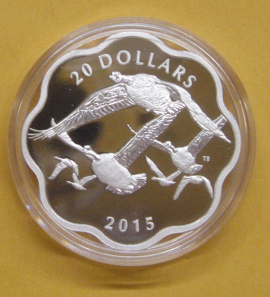2015 $20 Canada Goose Master of the Sky 99.99% Pure Silver Scalloped Shape Proof