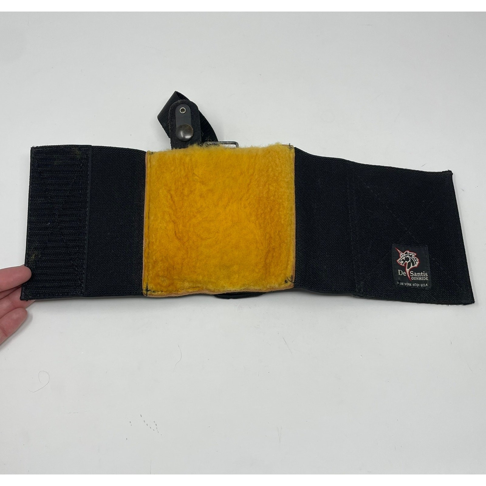 Vintage DeSantis Gun Hide Holster Black Canvas Gun Holder Fur Lining USA EUC
