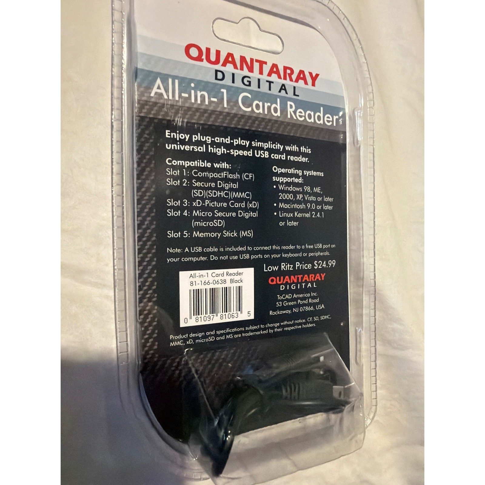 Quantaray Digital All-in-1 Card Reader USB CF SD SDHC xD microSD BLACK