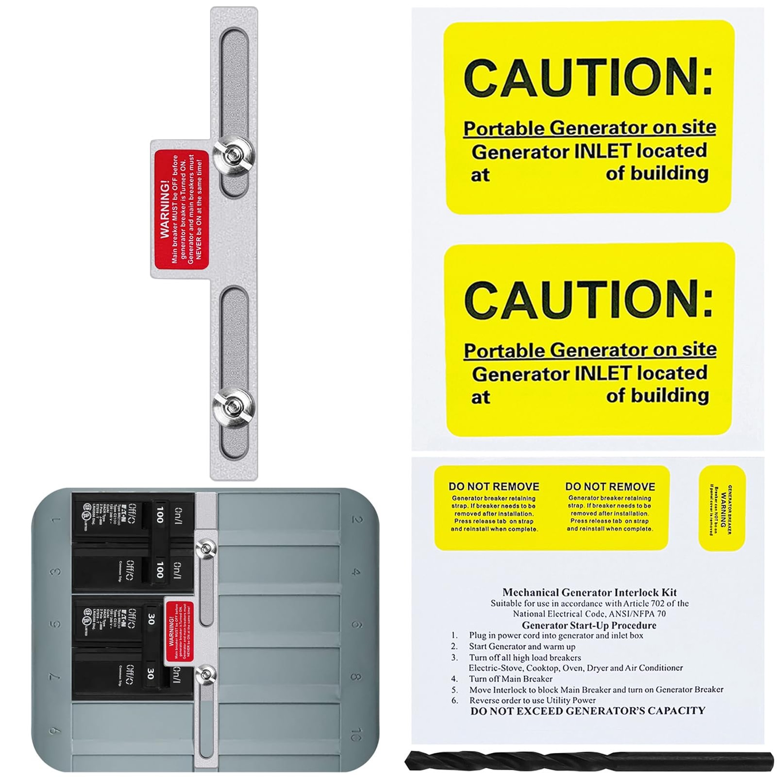 Generator Interlock Kit for Eaton Cutler Hammer 100A and 125A BR Series...