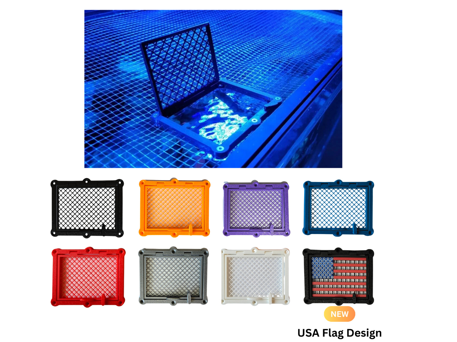 Hinged Aquarium Feeding Portal Door for Mesh Screen Top Fish Tank Choose Color