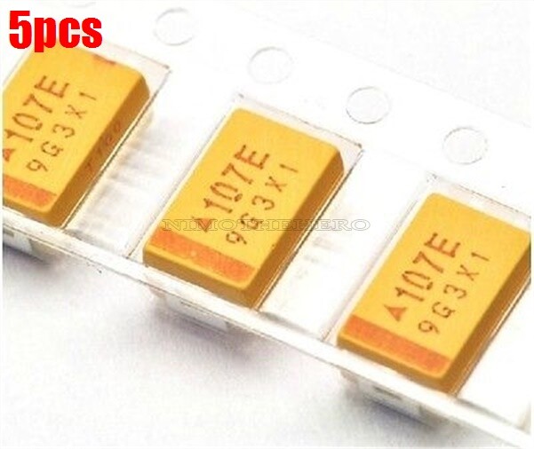 5Pcs Tantalum Capacitor 7343 25V 100Uf Type D 20% Smd Surface Mount Ic New ku