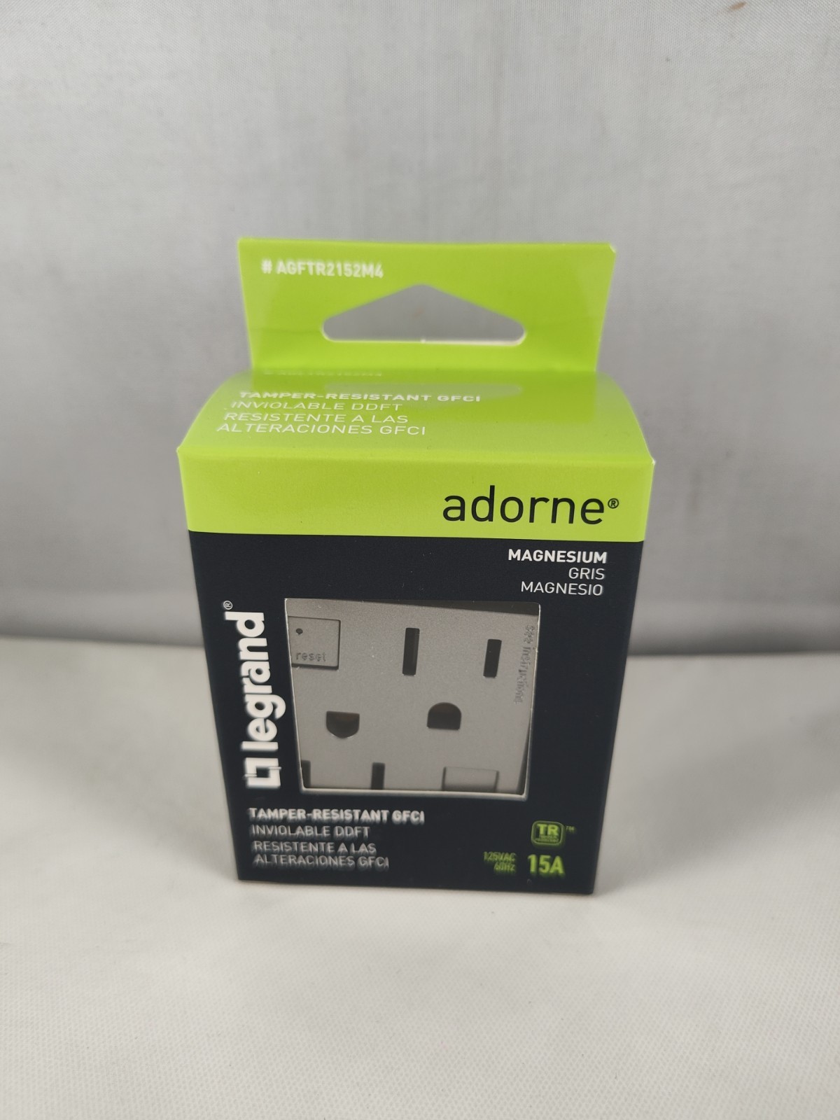 Legrand Adorne 15A Tamper-Resistant GFCI Outlet - Magnesium - AGFTR2152M4