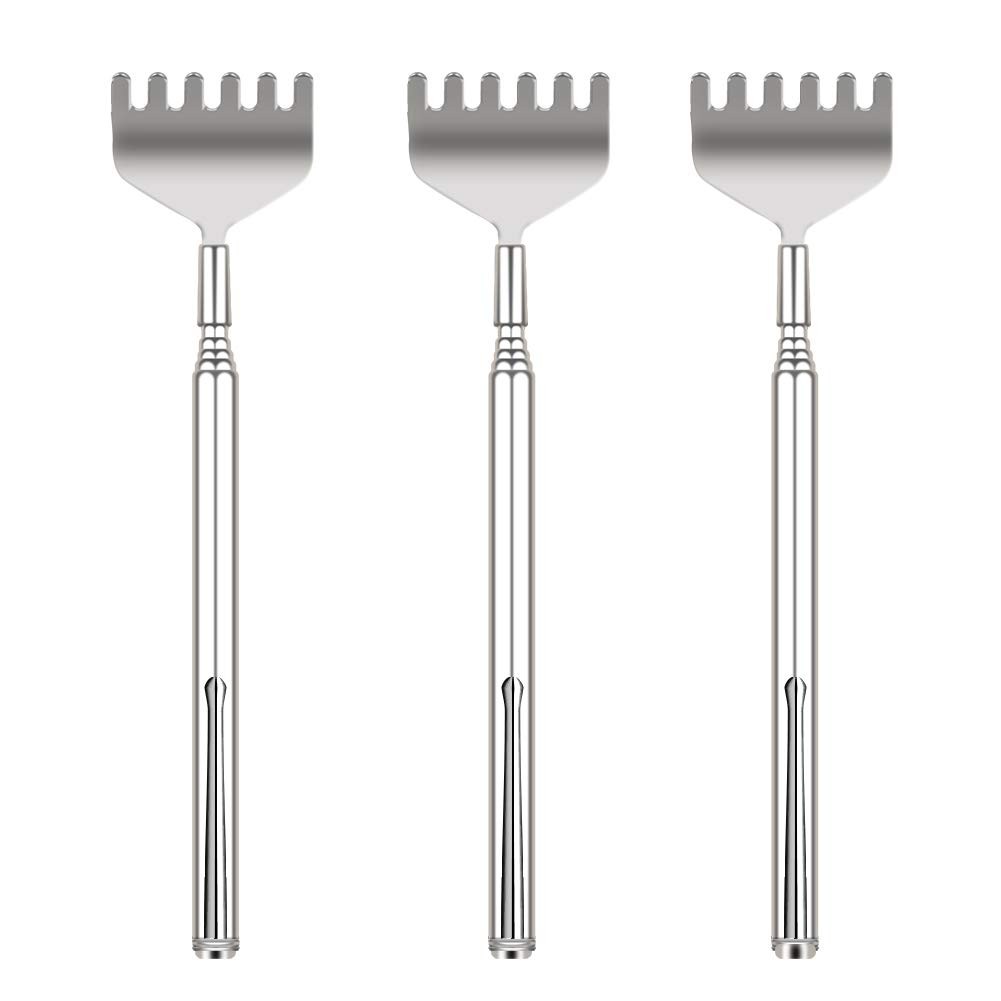 YIMICOO Extendable Back Scratcher for Men 3 Pack 3 Count (Pack of 1), Silver