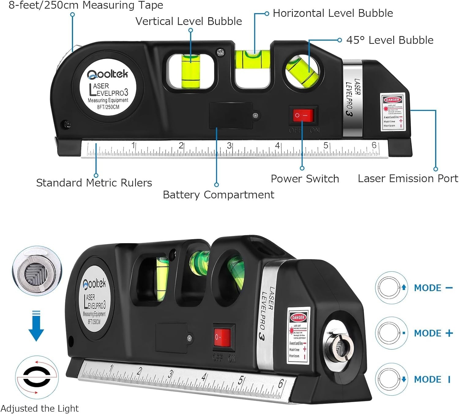 Multi-Function Laser Level & Measuring Tool Kit