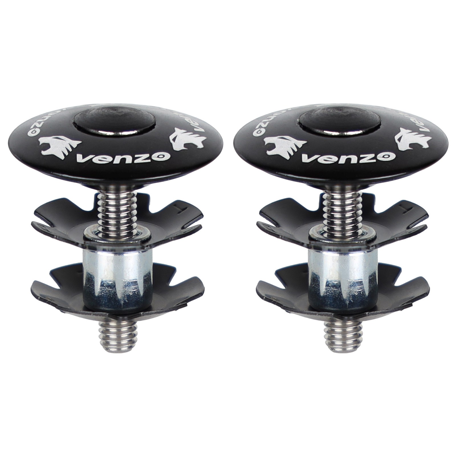 2x VENZO Bike Bicycle Fork Tube Lightweight Star Nut 1-1/8" with Headset Cap Kit