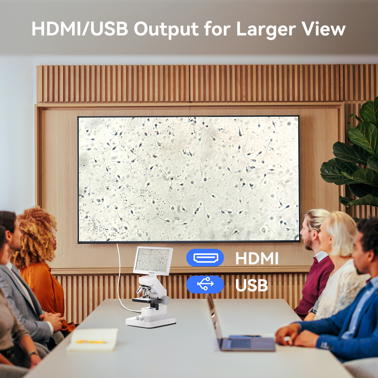 TOMLOV DM301 Max 7" Digital Lab Microscope 1200X Wireless Biological Microscope