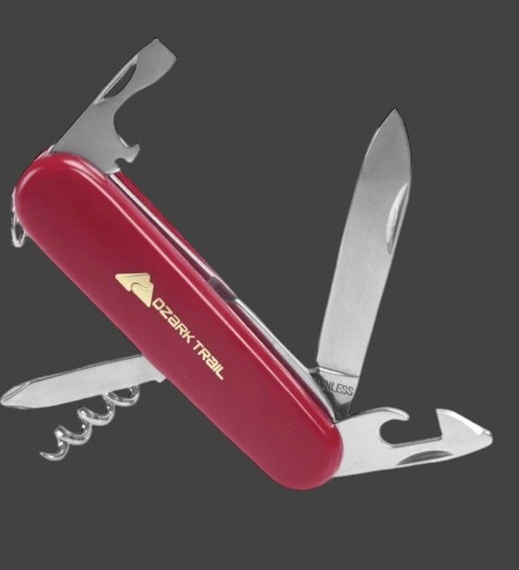 Ozark Trail Multi Tool 8-in-1 Knife Scissors Corkscrew Screwdriver Bottle Opener