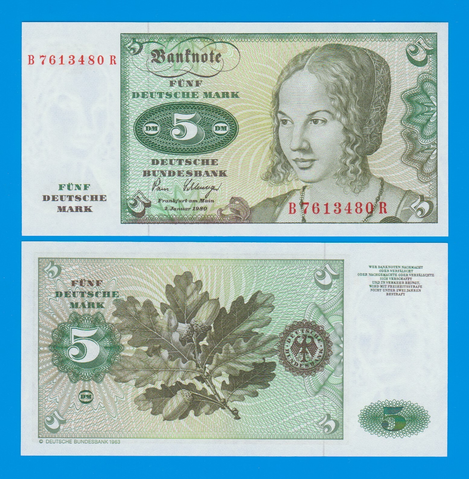 Germany Federal Republic 5 Mark, P 30b, 1980 UNC ( P 30 b )