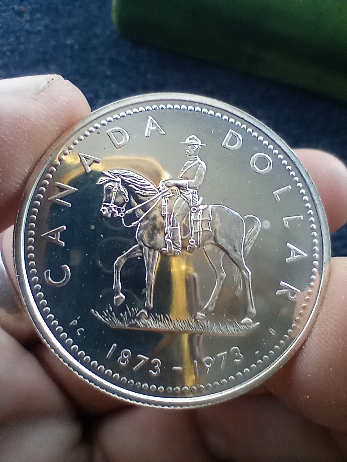 1973 CANADA Queen Elizabeth II RCMP Police HORSE Proof Silver Dollar Coin KM83