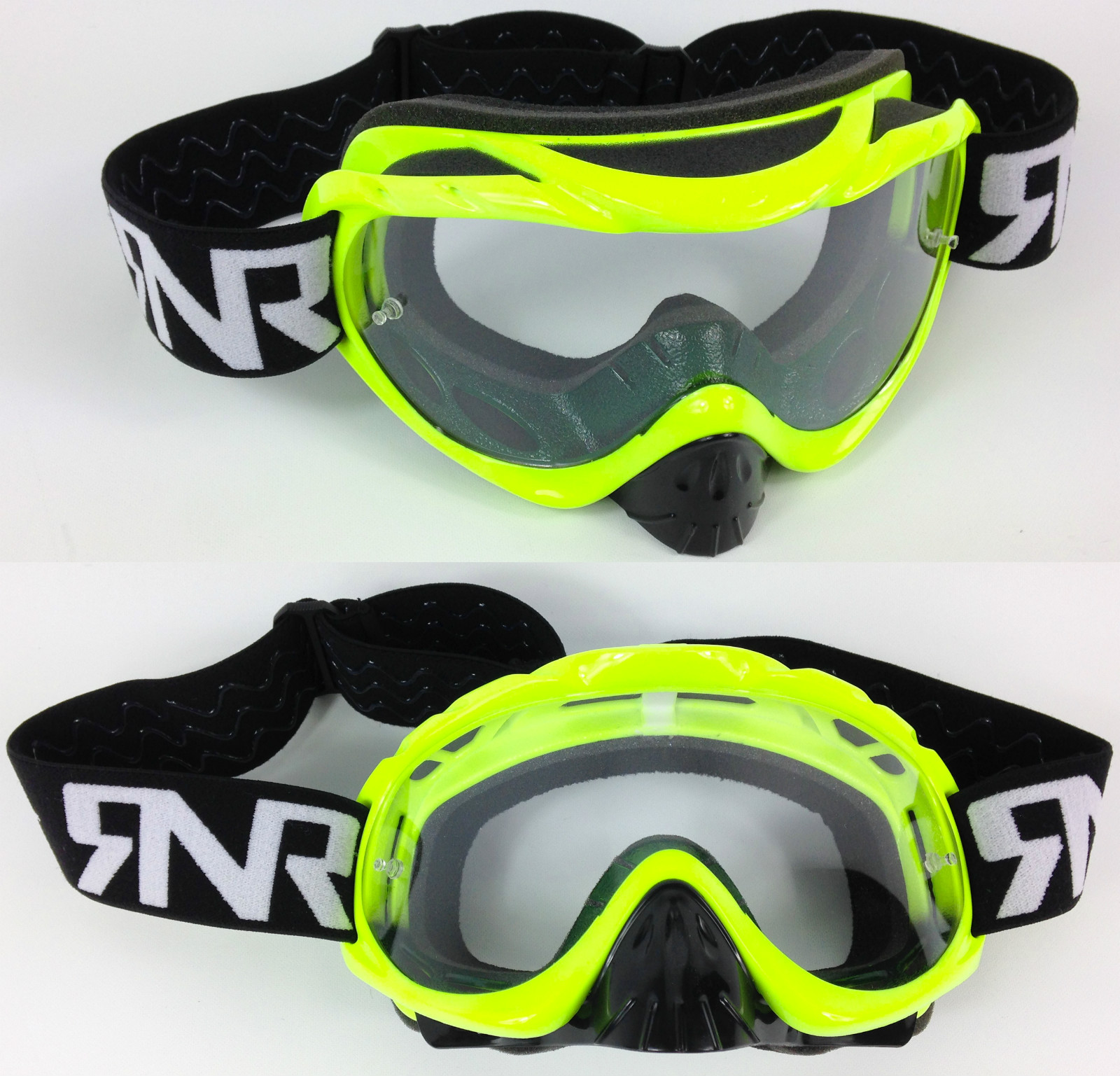 RIP N ROLL TEAR OFF MOTOCROSS MX GOGGLES HYBRID RnR PSYCHO FLOU YELLOW new