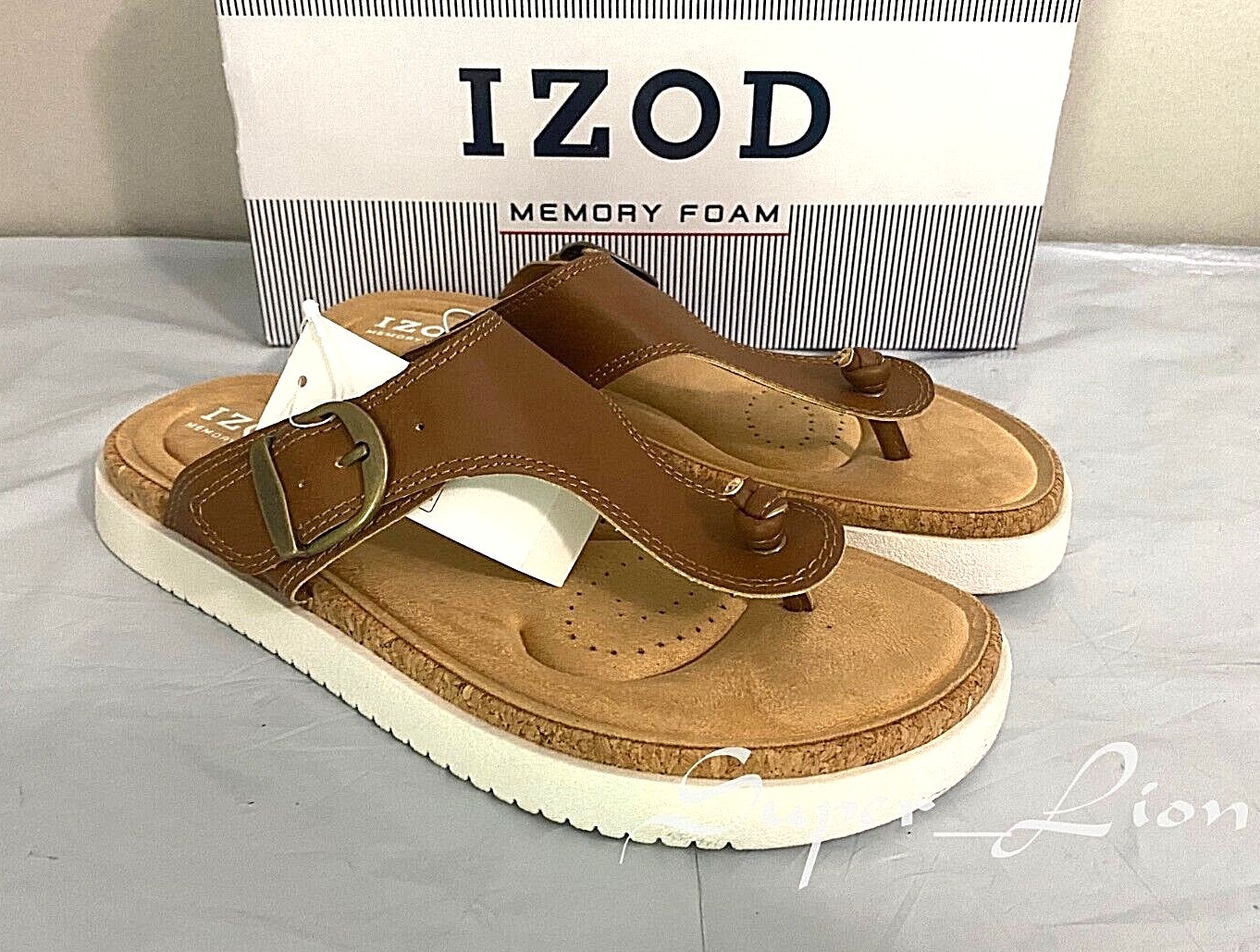 NEW IZOD Women's Charcy Adjustable Strap Memory Foam Sandal - SIZE 6, 7, 8 BROWN