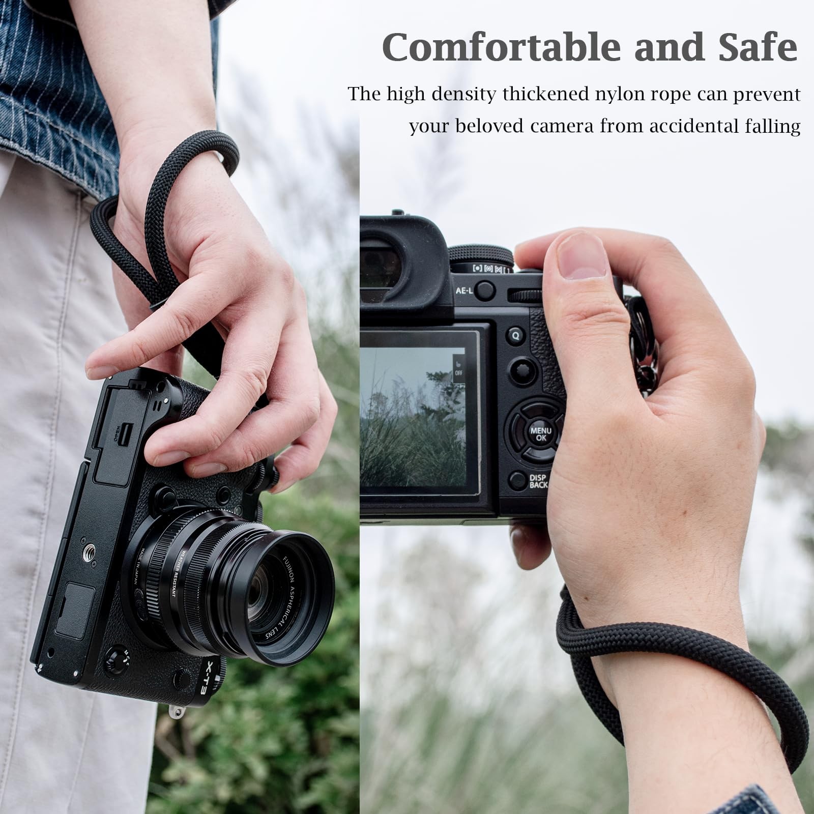 VOVMOEYA Camera Wrist Strap Rope,Camera Hand Compatible 15cm, Black