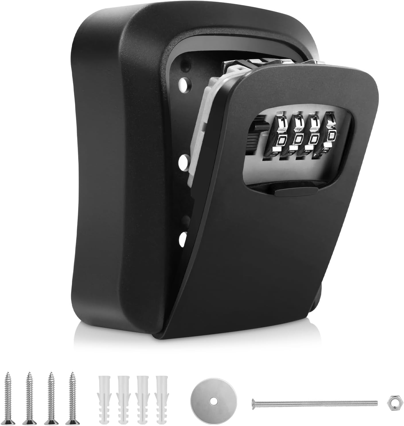 Weatherproof Heavy-Duty Wall-Mounted Key Lock Box with 4-Digit Combination and A