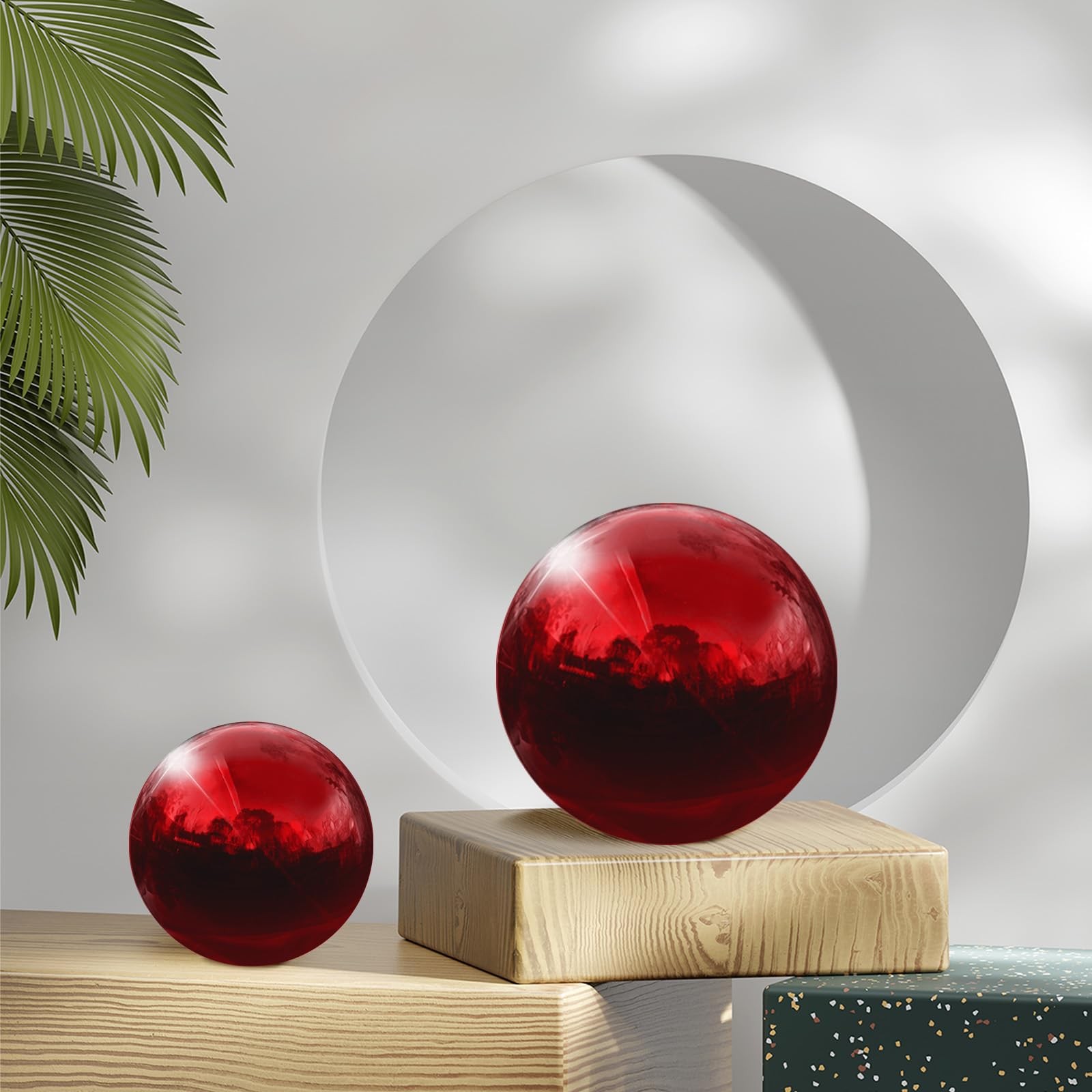 uxcell 2 Pcs Gazing Globe Decor Ball 3.5 Inch 90mm Inch, Ruby Red