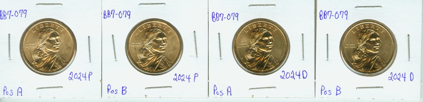2024 P&D Native American Dollar set 4 coins position A & B