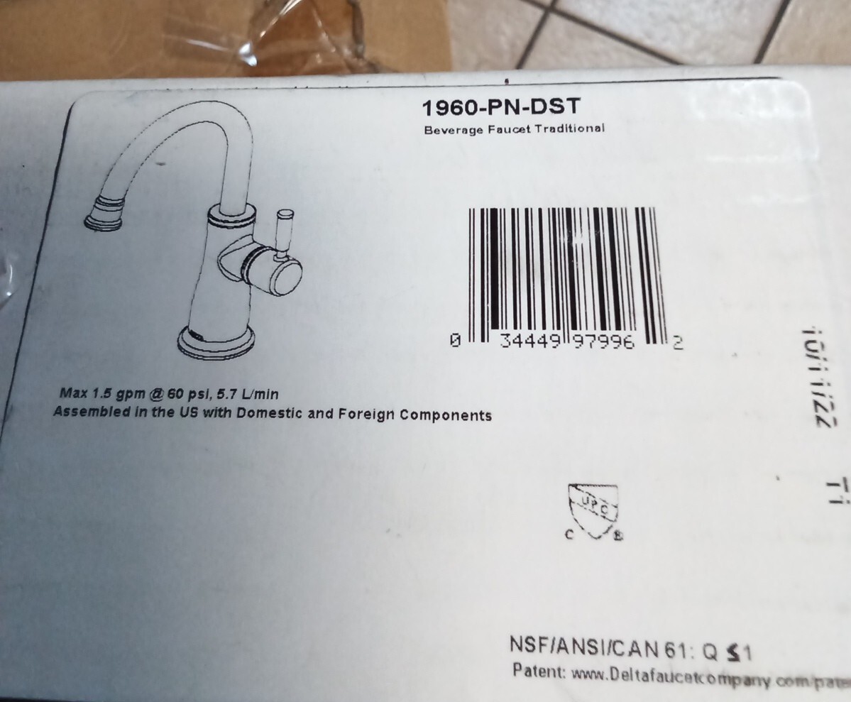 Delta 1960-PN-DST Filtered Cold Water Dispenser Kitchen Faucet Polished Nickel