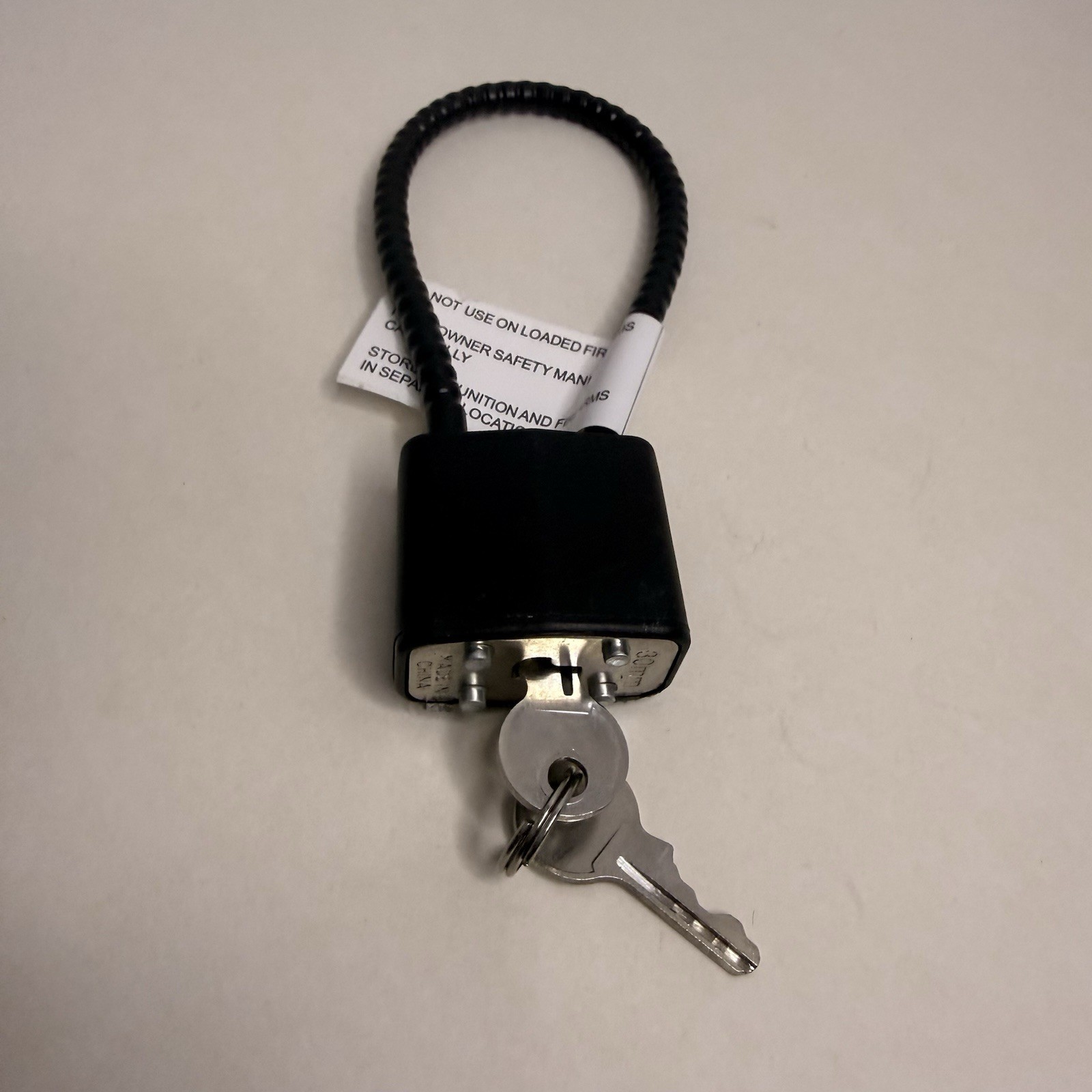 Mascon MCLO1-P Gun Cable Lock w/ Keys 30mm Steel Cable Firearm Safety Lock