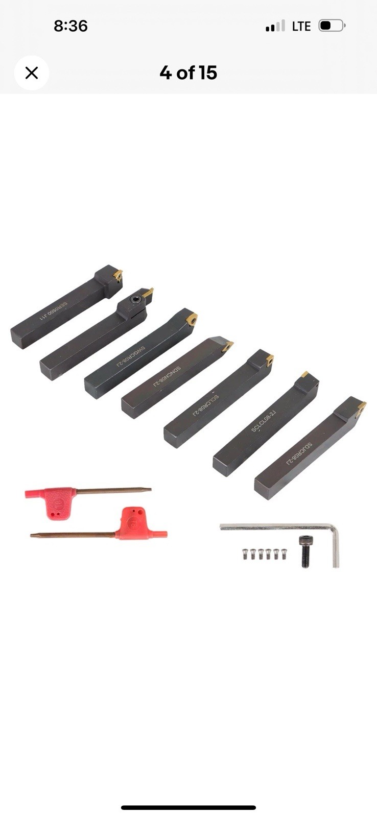 7PC Carbide Indexable Turning Tool 1/2" Lathe Tool Bit Set Thread Insert Holder