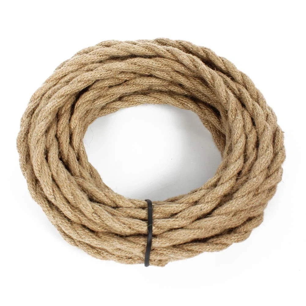 32.8Ft Hemp Rope Covered Lamp Twisted Wire, Vintage 18/2 Industrial Electrical L