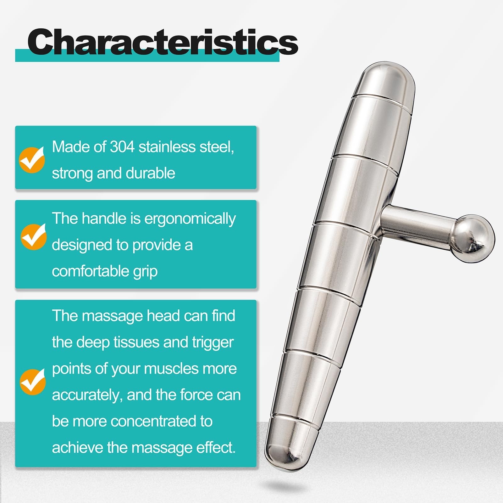 2 in 1 Trigger Points Massage Tool Stainless Steel T-Bar Deep Tissue Massage ...