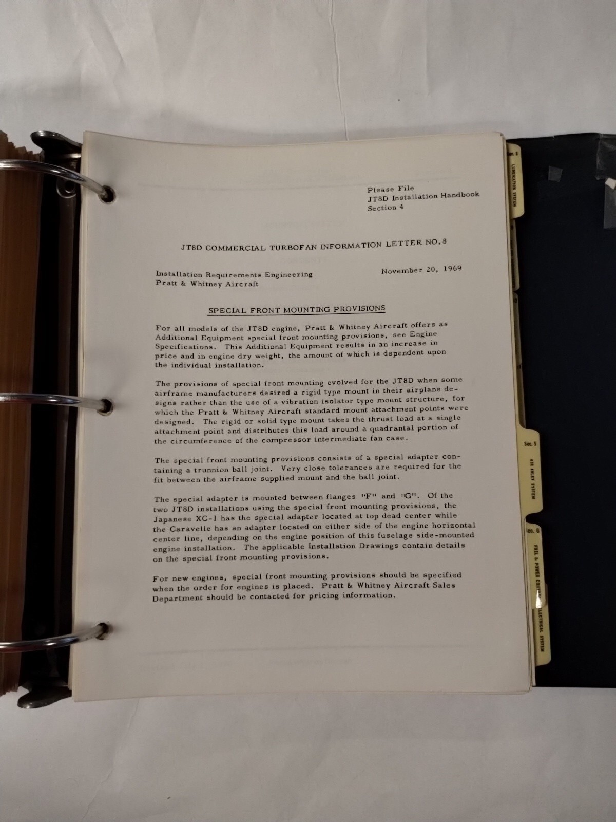 Pratt & Whitney JT8D Commercial Turbofan Engine Installation Handbook-Original