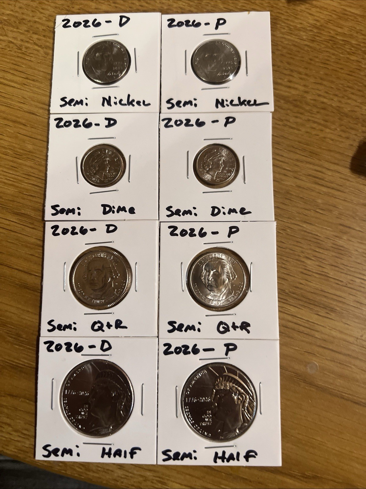 2026 250th Year Semi quincentennial Nickel, Dime, Qtr, Half P And D Mint Set