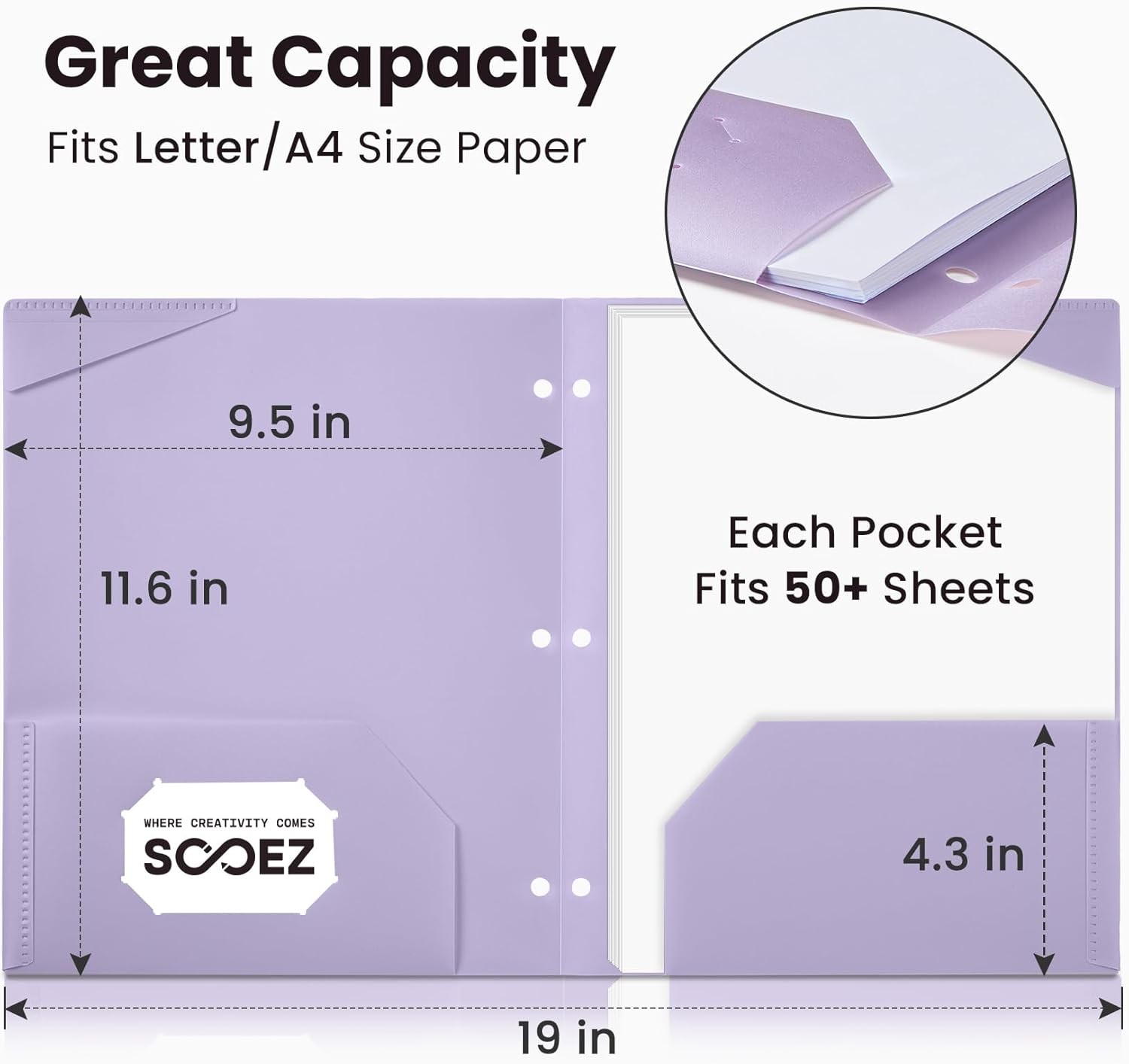 2-Poet Folders, Plastic Folders with Poets 3 Hole Punched, 1