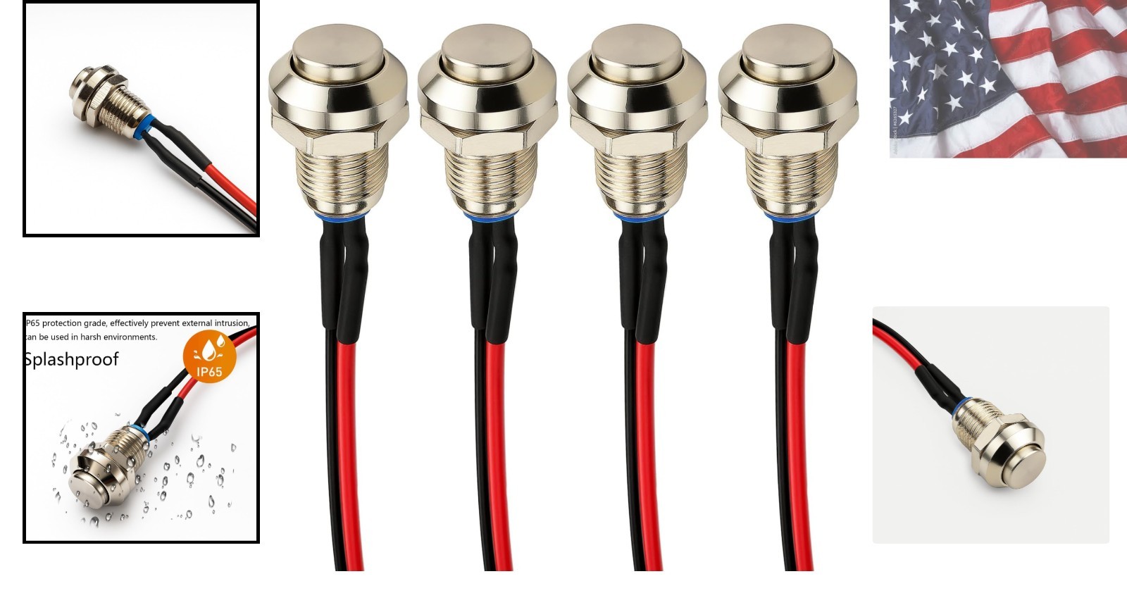 4pcs Metal Momentary Push Button Switch Waterproof Silver Point 8mm Mini Micr...