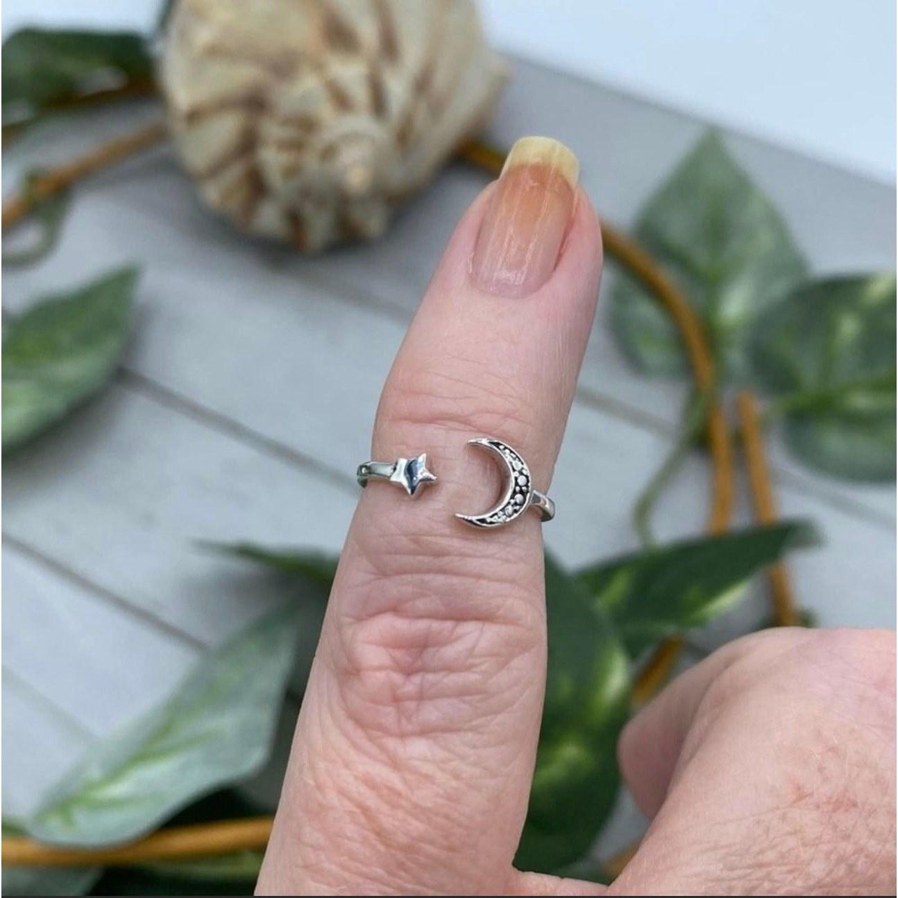 Sterling Silver Crescent Moon And Star Toe Ring